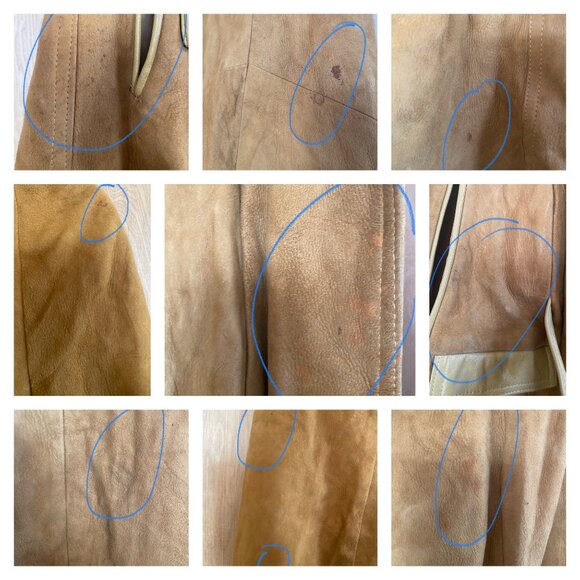 Vintage 70s Suede & Leather Tan Cape Coat Sz Small Retro Boho Mod w/FLAWS - Picture 8 of 16